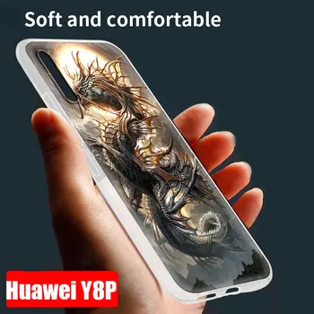 Atveju, Huawei 30 Lite P40 P Smart Z Y6 Y7 2019 Y8p Y6p Garbę 9X Pro Mate 20 Telefonų Padengti Matiniu Coque Kietas Gyvūnų Dragon Korpuso