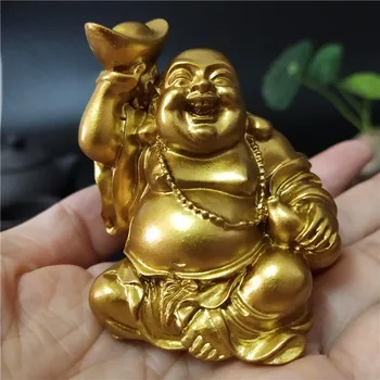 Aukso Maitrėjos Laughing Buddha Statula Kinų Feng Shui Turto Budos Skulptūra Figūrėlės Namų, Sodo Puošmena Statulos