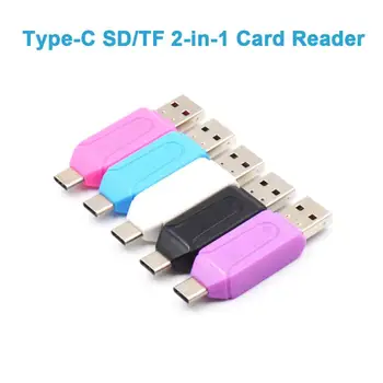 Aukštos Kokybės Aukšto Perdavimo Greitis 2 In 1 Tipas-c USB OTG Adapteris, Universalus Micro SD TF Card Reader Atsitiktine Spalva