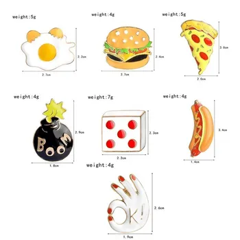 Aukštos kokybės Bauda Animacinių filmų Kūrybos maisto Hamburger Lukšto Kiaušinių Hot dog Pica kauliukai Greito maisto Sagės didmeninė Laišką bomba ženkliukai