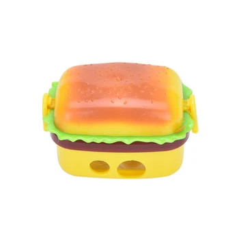 Aukštos kokybės mechaninė 2 Skylė Hamburger Formos Pieštukų drožtukas su dviem gumos/trintukas Standartas Pieštukų drožtukas Stacionarių