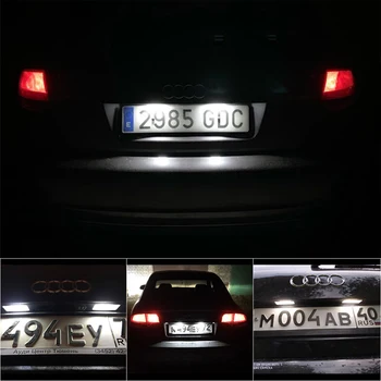 Automobilio LED Licencijos Numerį Šviesos Lempa 12V LED Balta Šviesa Audi A3 S3 8P A4 B6 B7 A5 A6 4F Q7 A8 S8 C6 Cabriolet