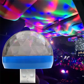 Automobilių Auto Lempos USB Šviesos DJ RGB Mini Spalvinga Muzikos Garso, Šviesos, USB-C 