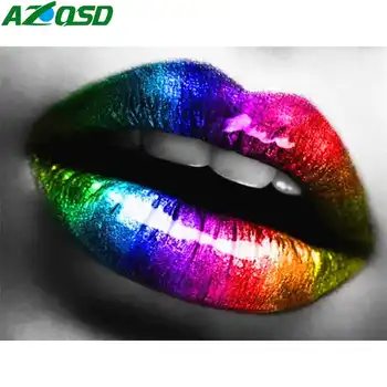 AZQSD 5d Diamond Tapybos Lūpų Kryželiu Visiškai Gręžimo Kvadratiniais Cirkonio Siuvinėjimo Pardavimui, Namų Dekoro 