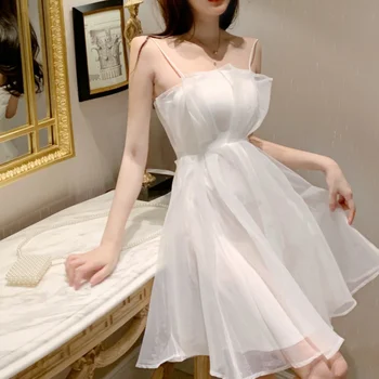Balta Suknelė Moterims Atsitiktinis Nėrinių Vintage-line Kietas Vidurio blauzdos Suknelių Mados Korėjos Drabužių Oficialią šalies Seksuali Suknelė Naują 2021
