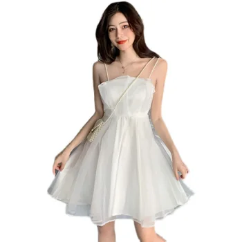 Balta Suknelė Moterims Atsitiktinis Nėrinių Vintage-line Kietas Vidurio blauzdos Suknelių Mados Korėjos Drabužių Oficialią šalies Seksuali Suknelė Naują 2021