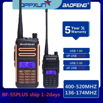 Baofeng S5Plus vandeniui walkie talkie Vhf 136-174MHz Uhf 400-470MHz BFS5Plus Nešiojamų Kumpio ir CB Du Būdu Radijo Geriau nei UV5R 82