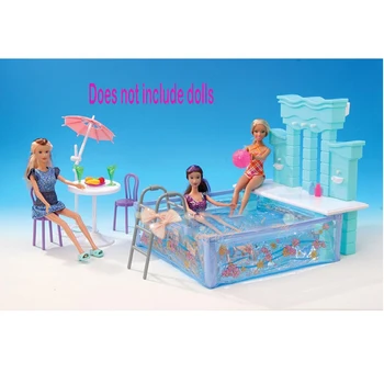 Barbie Doll Baldų Priedai Žaislas Vasaros plaukimo Baseinas, Sieninis Vandens Purškimo Sodo Popietės Arbata Apsimesti, Atostogų Dovanų Mergina