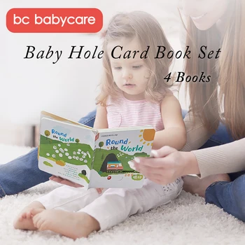 BC Babycare Kūdikių Pažinimo Dėlionės Kortelės Juokinga Skylė Kortelės 4 Knygas Nustatyti Švietimo Žaislai Gyvūnų Vaisių anglų kalbos Mokymosi Korteles