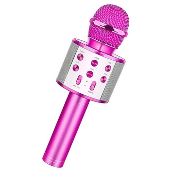 Bevielis Karaoke Mikrofonas Kišeninis Nešiojamas Garsiakalbis Namų KTV Grotuvas su Šokių LED Žibintai, Įrašymo Funkcija, Vaikams