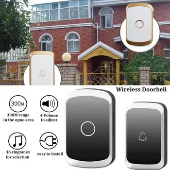 Bevielį durų skambutį Namų Pasveikinti Smart Doorbell 300M Ilgio Belaidžio ryšio Atstumas 36 Dainas Home Security Vandeniui Palieskite Mygtuką