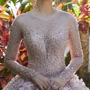 Blizgučiai ilgomis Rankovėmis Quinceanera Suknelės Saldus 16 Kamuolys Suknelė kalnų krištolas Nėrinių 3D Gėlės Blizgančiais Karoliukais Princesė Šalies Mergaitėms