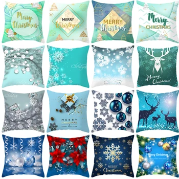 Blue serijos Kalėdų užvalkalas 2020 naujas persiko odos užvalkalas užsakymą skaitmeninis spausdinimas lovos pagalvėlė padengti