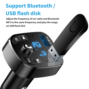 Bluetooth 5.0 Belaidis Automobilinis Handfree FM Siųstuvas USB Automobilinis Įkroviklis 3.1 MP3 Muzikos Grotuvas AUX Belaidžio 
