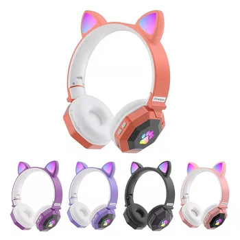 Bluetooth Ausines Cute Kačių Ausų Leteną Mergaitės Dovana Vaikams Belaidė laisvų Rankų įranga HIFI Stereo Bass belaides Ausines Su Mic
