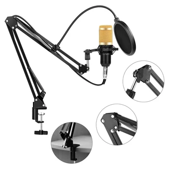 BM800 Mikrofonas Profesionalus Studija Laidinio Mic Darbalaukio Kondensatoriaus Garso su Laikikliu, Pop Filtras Įrašymo Dainavimo Boradcasting