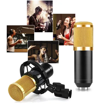 BM800 Mikrofonas Profesionalus Studija Laidinio Mic Darbalaukio Kondensatoriaus Garso su Laikikliu, Pop Filtras Įrašymo Dainavimo Boradcasting