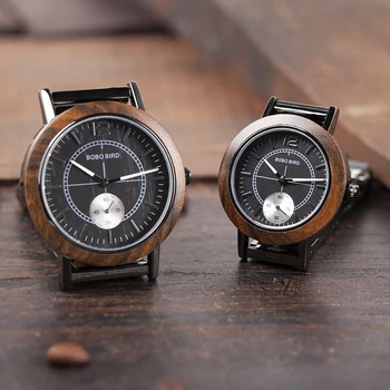 BOBO PAUKŠČIŲ Mylėtojas Laikrodžiai, Prabangūs Mediniai Žiūrėti Pora Stilingas ir Kokybiškas Laikrodis Specialių Spalvų Derinys Dizaino K-R12