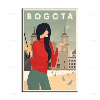 Bogota Plakatas, kelionės Drobės, monserrate plakatas, plaza de bolivar spausdinti, Kolumbija Menas Spausdinti Šiuolaikinio Namų Dekoro Unikali Dovana