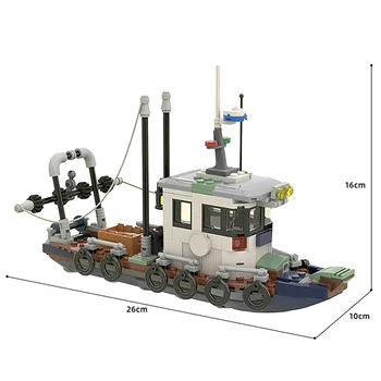 Buildmoc Miestas Žvejybos Traleris, Kateris, Piratų Laivo Modelį, Statyba Blokai Kūrėjas SS Garlaivis Plytų Švietimo Žaislai Vaikams
