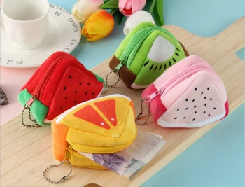 Cartoon vaikų atostogų dovanų kūrybiškumą įdaryti trimatis trikampis vaisių nulis, piniginės monetų krepšys raktų pakabukas krepšys