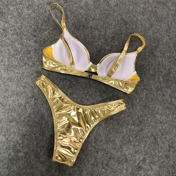 Cikini2020 Moterų Sexy Hot Aukso Ir Sidabro Bikini Kostiumas Padalijimo Push-Up maudymosi kostiumėlį Plaukimo Vasaros Paplūdimio Brazilijos maudymosi kostiumėlį