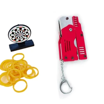 Cinko Lydinys Spalvinga Metalo mini galima sulankstyti kaip raktų žiedas gumos juosta ginklą vaikų dovanų žaislų šešių eilių guminis žaislas pistoletas