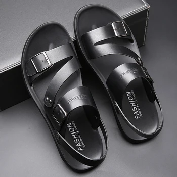 Coslony sandalai vyrams lauko odos dizaineriai 2021 Naują Atsitiktinis trumpas, Slip-On, Minkštas neslidus Vasaros Paplūdimio Šlepetės juoda