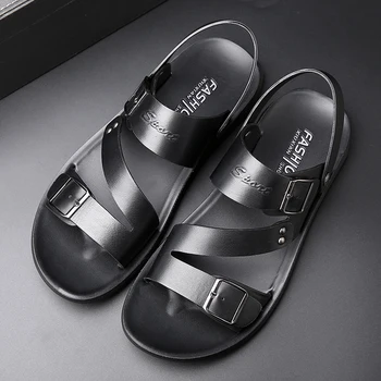 Coslony sandalai vyrams lauko odos dizaineriai 2021 Naują Atsitiktinis trumpas, Slip-On, Minkštas neslidus Vasaros Paplūdimio Šlepetės juoda
