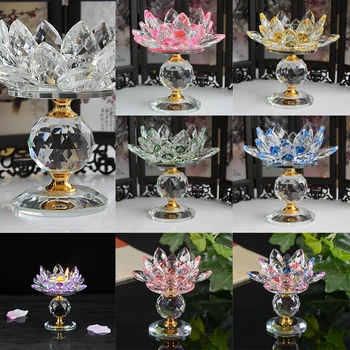 Crystal Lotus Gėlių, Žvakių Laikiklis Tealight Namų Stalo Feng Shui Dekoravimas Ornamentais