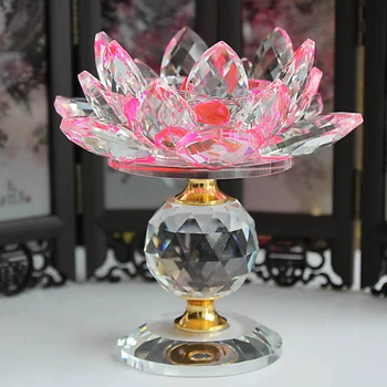 Crystal Lotus Gėlių, Žvakių Laikiklis Tealight Namų Stalo Feng Shui Dekoravimas Ornamentais