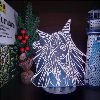 Danganronpa Mioda Ibuki 3D Iliuzija Led Anime Lempos Apšvietimo Spalva Keičiasi pagrindiniai kištukiniai naktinių lempų lizdai Lampara Dovanų