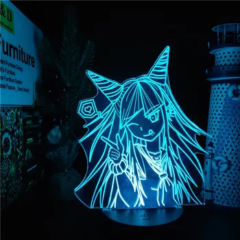 Danganronpa Mioda Ibuki 3D Iliuzija Led Anime Lempos Apšvietimo Spalva Keičiasi pagrindiniai kištukiniai naktinių lempų lizdai Lampara Dovanų