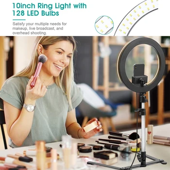 Darbalaukio Pridėtinės Šviesos diodų (LED) Selfie Žiedas Žiedinis Šviesos Lempos Su mobiliojo Telefono Turėtojas Fotografijos Telefono Studijos Apšvietimas 