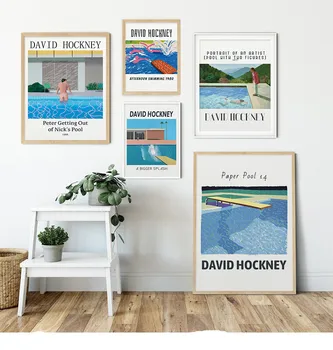 David Hockney Meno Kūriniai, Drobė Tapybos Darbų Paroda Plakatai Abstrakčiai Baseinas, Plakatų Ir Grafikos Šiuolaikinių Namų Biuro Apdailos