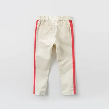 DBK12239 dave bella pavasario 5Y-13Y vaikų mergaičių mados dryžuotas kišenių kelnės vaikams boutique atsitiktinis kulkšnies ilgio kelnės