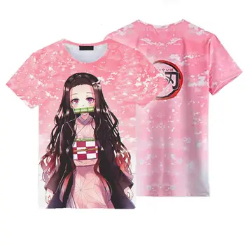 Demon Slayer Anime Moteris marškinėliai 3D Spausdinimo Grafinis marškinėliai Viršuje Vasaros Kawaii marškinėliai Mergaitėms Cosplay Drabužius Draugei Dovana