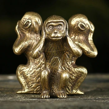 Derliaus Kieto Vario Trys Beždžionės Bronzos Skulptūra Namų Dekoro Bronzos Beždžionė Figūrėlės Miniatiūrų Stalo Dekoras gali CSV