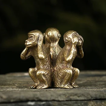 Derliaus Kieto Vario Trys Beždžionės Bronzos Skulptūra Namų Dekoro Bronzos Beždžionė Figūrėlės Miniatiūrų Stalo Dekoras gali CSV