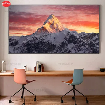 Diamond tapybos Everestą saulėlydžio peizažas 5d 