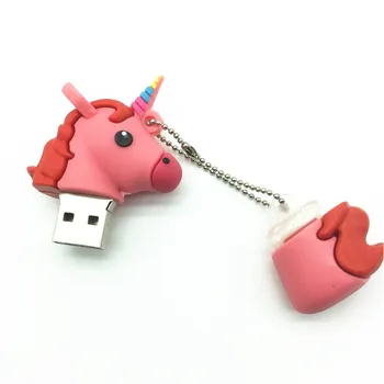 Didelės Spartos Animacinių filmų Mielas Vienaragis USB 3.0 Flash Drive, Pen Drive 8GB 16GB 32GB Arklių USB Išorinės Atminties Saugojimo Pen Ratai