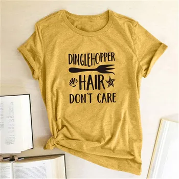 Dinglehopper Plaukų Dont Care Įspūdį T-Shirt Undinėlė Arielis Trumpas Rankovės Grafinis Moterys Vasarą Tees Viršūnes 2021 Naujas