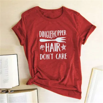 Dinglehopper Plaukų Dont Care Įspūdį T-Shirt Undinėlė Arielis Trumpas Rankovės Grafinis Moterys Vasarą Tees Viršūnes 2021 Naujas