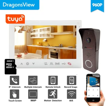 Dragonsview Belaidžio Vaizdo Domofonas Wifi Doorbell Kamera Tuyasmart App 7 Colių Filmuoti 960P HAINAUT Protingo Namo Apsaugos Sistema