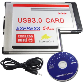 Dual 2 Port USB 3.0 ExpressCard Adapteris 5Gbps USB HUB ExpressCard 54mm Lizdas Express Card PCMCIA Konverteris Laptop Notebook PC