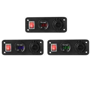 Dual USB Kištukas, Automobilių, Motociklų Cigarečių Degiklio Lizdo Įkroviklis LED Skaitmeninis Ekranas Digital Voltmeter 12V Įtampos Matuoklis
