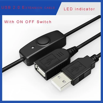 Duomenų Duomenų Sinchronizavimo USB 2.0 Extender Laidas USB prailginimo Kabelis Su ON OFF Jungiklis, LED Indikatorius, Aviečių Pi PC USB Ventiliatorius LED Lempos