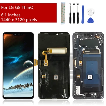 Dėl LG G8 LCD Ekranas Jutiklinis Ekranas skaitmeninis keitiklis Asamblėjos LG G8 ThinQ Ekrano G820 Su karkasu, Pakeitimas, Remontas, Dalys 6.1