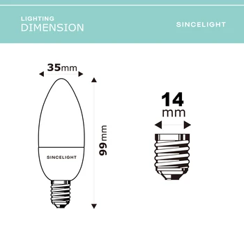 E14 LED Candle Light Bulb ( B35 / Matinio / 5 W / 500 Liumenų / 50W Lygiavertė / Ne Pritemdomi / Small 
