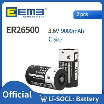 EEMB 2VNT 3,6 V Ličio Baterija ER26500 9000mAh Baterija-C Tipo PLC Valdymo Baterija GPS Vandens/Dujų matavimo Lango Jutiklis Monitorius